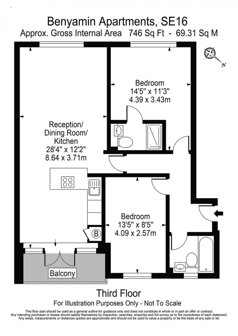 Floorplan for Benyamin Apartments, Rotherhithe Street, SE16